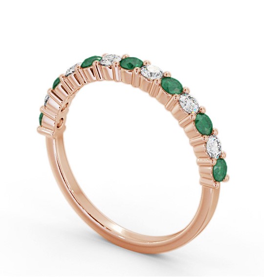 Half Eternity Emerald and Diamond 0.53ct Ring 9K Rose Gold GEM104_RG_EM_THUMB1