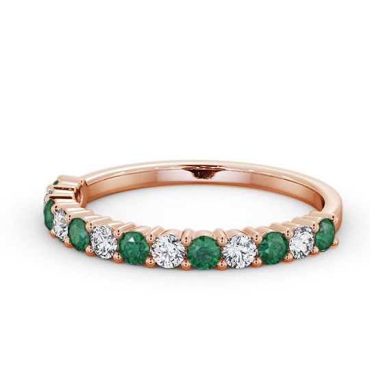 Half Eternity Emerald and Diamond 0.53ct Ring 9K Rose Gold GEM104_RG_EM_THUMB2 