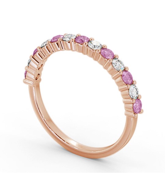 Half Eternity Pink Sapphire and Diamond 0.60ct Ring 9K Rose Gold GEM104_RG_PS_THUMB1