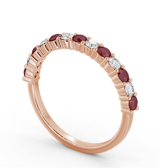 Half Eternity Ruby and Diamond 0.60ct Ring 9K Rose Gold GEM104_RG_RU_THUMB1