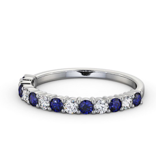  Half Eternity Blue Sapphire and Diamond 0.60ct Ring 18K White Gold - Katara GEM104_WG_BS_THUMB2 