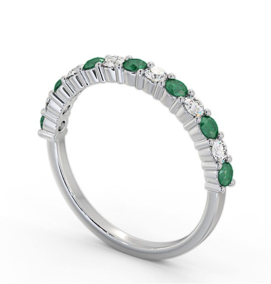  Half Eternity Emerald and Diamond 0.53ct Ring 18K White Gold - Katara GEM104_WG_EM_THUMB1 