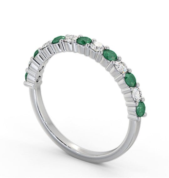 Half Eternity Emerald and Diamond 0.53ct Ring 18K White Gold GEM104_WG_EM_THUMB1