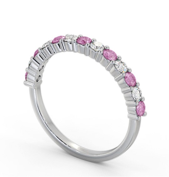 Half Eternity Pink Sapphire and Diamond 0.60ct Ring 18K White Gold GEM104_WG_PS_THUMB1 