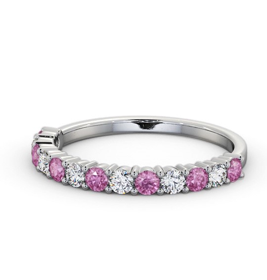 Half Eternity Pink Sapphire and Diamond 0.60ct Ring 18K White Gold GEM104_WG_PS_THUMB2 