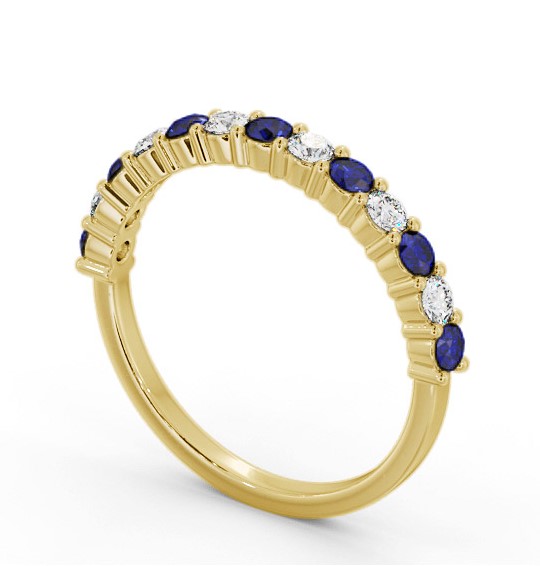 Half Eternity Blue Sapphire and Diamond 0.60ct Ring 9K Yellow Gold GEM104_YG_BS_THUMB1