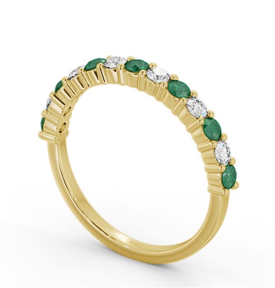 Half Eternity Emerald and Diamond 0.53ct Ring 18K Yellow Gold GEM104_YG_EM_THUMB1