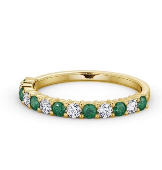 Half Eternity Emerald and Diamond 0.53ct Ring 18K Yellow Gold GEM104_YG_EM_THUMB2 