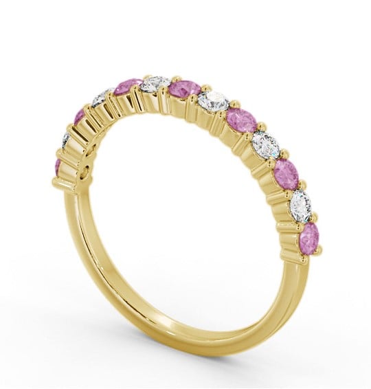 Half Eternity Pink Sapphire and Diamond 0.60ct Ring 9K Yellow Gold GEM104_YG_PS_THUMB1
