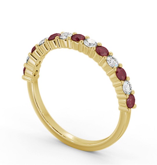 Half Eternity Ruby and Diamond 0.60ct Ring 18K Yellow Gold GEM104_YG_RU_THUMB1 