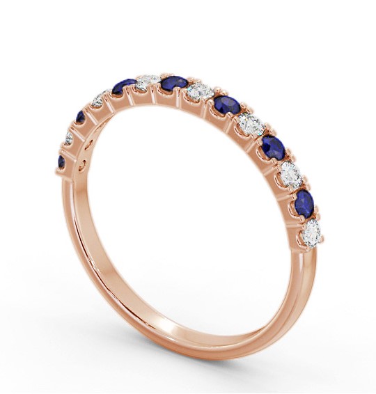 Half Eternity Blue Sapphire and Diamond 0.38ct Ring 9K Rose Gold GEM105_RG_BS_THUMB1