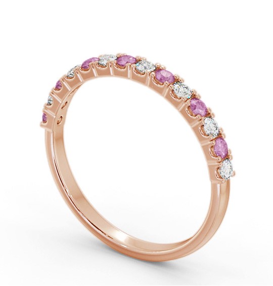 Half Eternity Pink Sapphire and Diamond 0.38ct Ring 18K Rose Gold GEM105_RG_PS_THUMB1