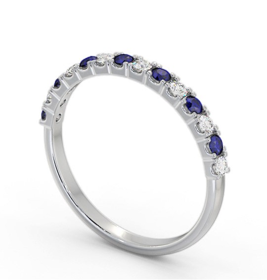 Half Eternity Blue Sapphire and Diamond 0.38ct Ring 18K White Gold GEM105_WG_BS_THUMB1
