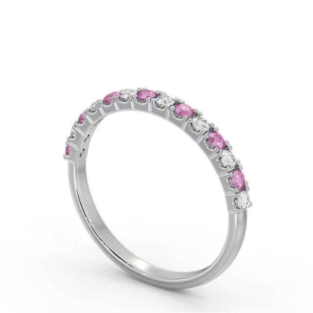Half Eternity Pink Sapphire and Diamond 0.38ct Ring Platinum - Adriel GEM105_WG_PS_SIDE