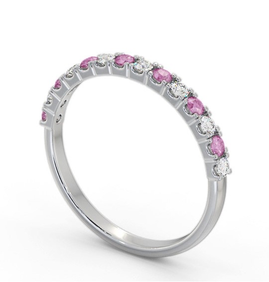 Half Eternity Pink Sapphire and Diamond 0.38ct Ring 18K White Gold GEM105_WG_PS_THUMB1 