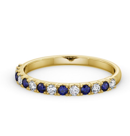 Half Eternity Blue Sapphire and Diamond 0.38ct Ring 9K Yellow Gold GEM105_YG_BS_THUMB2 