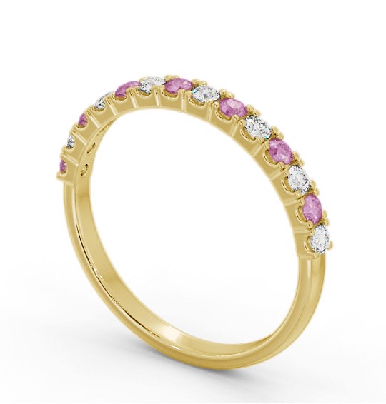 Half Eternity Pink Sapphire and Diamond 0.38ct Ring 9K Yellow Gold GEM105_YG_PS_THUMB1