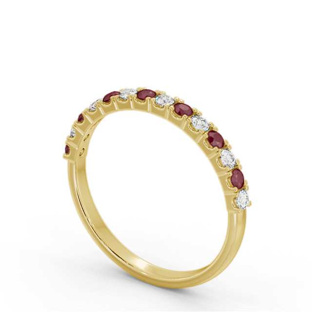 Half Eternity Ruby and Diamond 0.38ct Ring 9K Yellow Gold - Adriel GEM105_YG_RU_SIDE