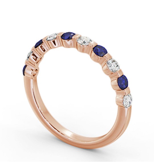 Half Eternity Blue Sapphire and Diamond 0.75ct Ring 18K Rose Gold GEM106_RG_BS_THUMB1