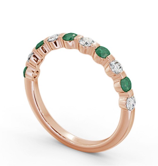 Half Eternity Emerald and Diamond 0.65ct Ring 18K Rose Gold GEM106_RG_EM_THUMB1 