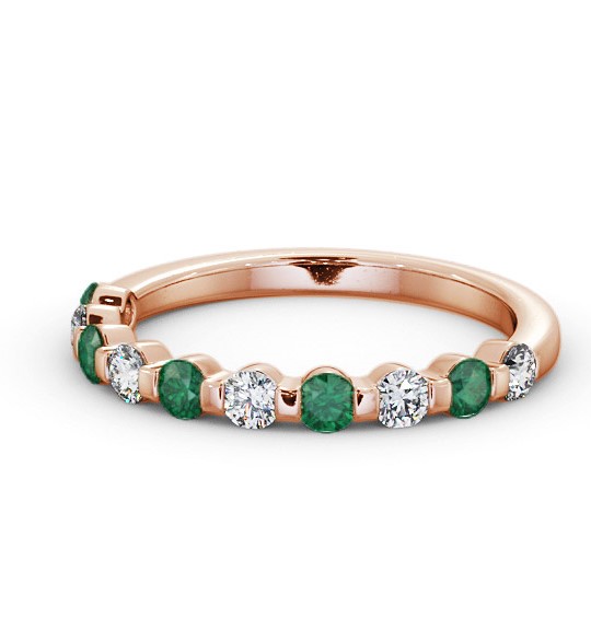 Half Eternity Emerald and Diamond 0.65ct Ring 18K Rose Gold GEM106_RG_EM_THUMB2 