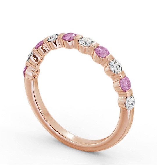 Half Eternity Pink Sapphire and Diamond 0.75ct Ring 9K Rose Gold GEM106_RG_PS_THUMB1