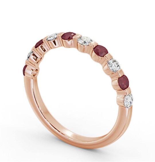 Half Eternity Ruby and Diamond 0.75ct Ring 9K Rose Gold GEM106_RG_RU_THUMB1