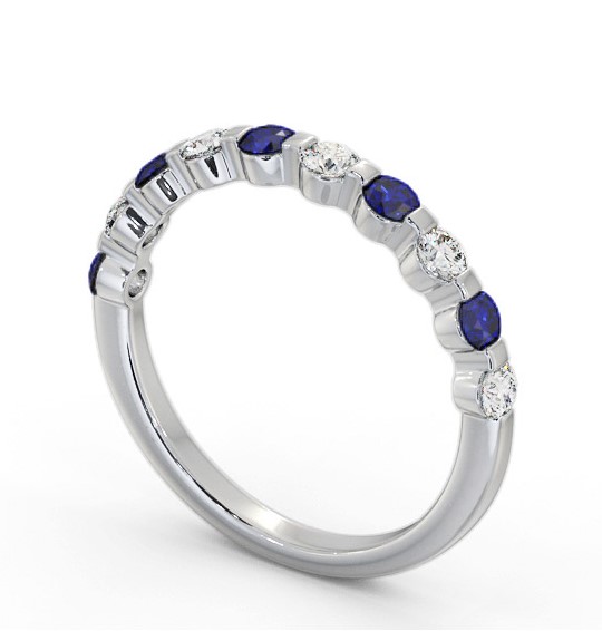 Half Eternity Blue Sapphire and Diamond 0.75ct Ring Platinum GEM106_WG_BS_THUMB1