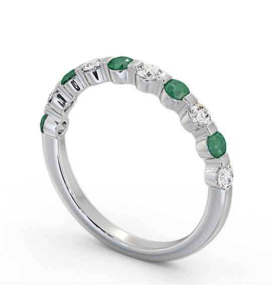 Half Eternity Emerald and Diamond 0.65ct Ring Platinum GEM106_WG_EM_THUMB1