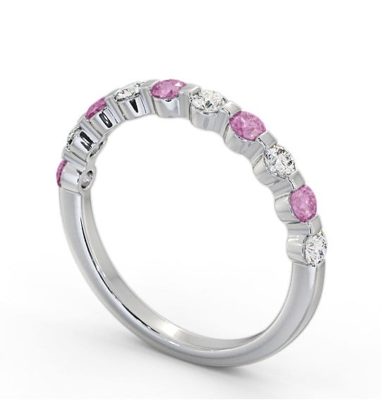 Half Eternity Pink Sapphire and Diamond 0.75ct Ring Platinum GEM106_WG_PS_THUMB1