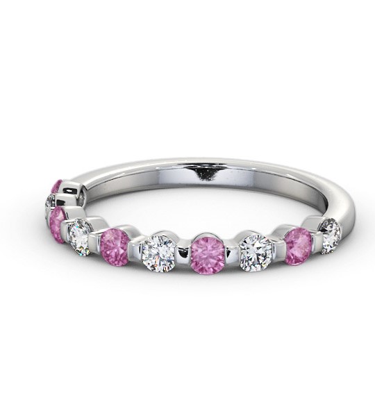 Half Eternity Pink Sapphire and Diamond 0.75ct Ring 18K White Gold GEM106_WG_PS_THUMB2 