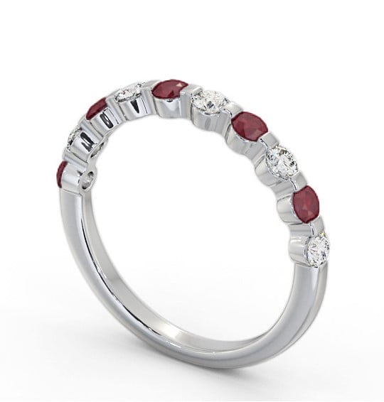 Half Eternity Ruby and Diamond 0.75ct Ring 18K White Gold GEM106_WG_RU_THUMB1