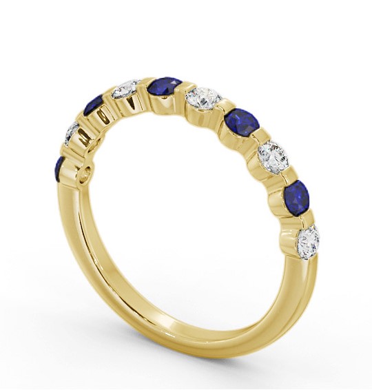 Half Eternity Blue Sapphire and Diamond 0.75ct Ring 9K Yellow Gold GEM106_YG_BS_THUMB1 