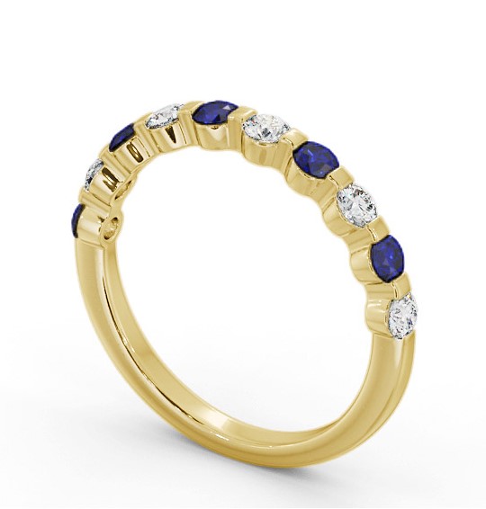 Half Eternity Blue Sapphire and Diamond 0.75ct Ring 9K Yellow Gold GEM106_YG_BS_THUMB1