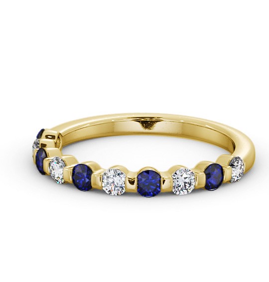 Half Eternity Blue Sapphire and Diamond 0.75ct Ring 9K Yellow Gold GEM106_YG_BS_THUMB2 