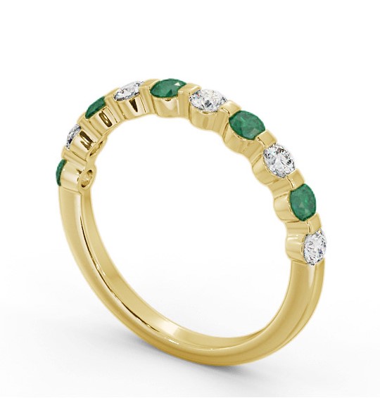 Half Eternity Emerald and Diamond 0.65ct Ring 18K Yellow Gold GEM106_YG_EM_THUMB1