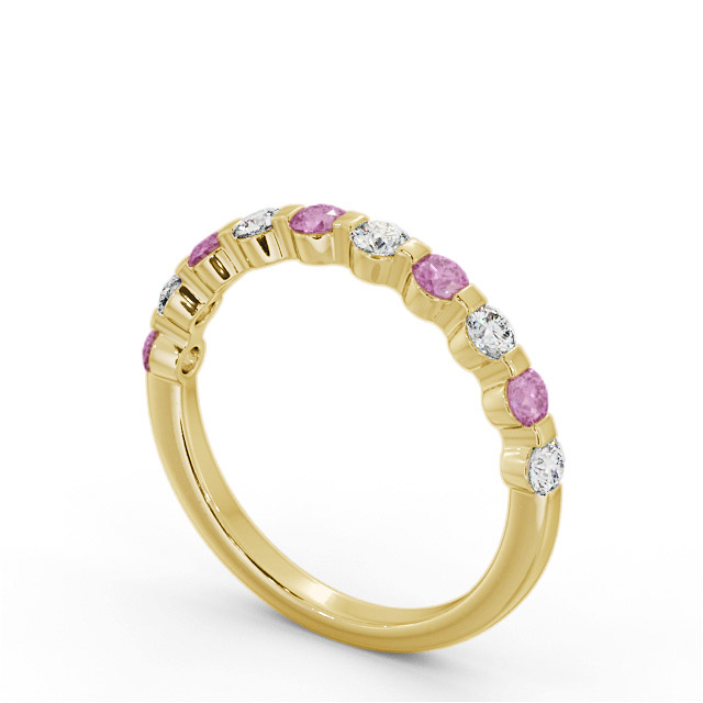Half Eternity Pink Sapphire and Diamond 0.75ct Ring 9K Yellow Gold - Janelle GEM106_YG_PS_SIDE