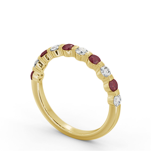 Half Eternity Ruby and Diamond 0.75ct Ring 18K Yellow Gold - Janelle GEM106_YG_RU_SIDE