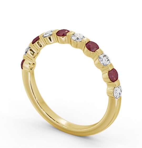 Half Eternity Ruby and Diamond 0.75ct Ring 18K Yellow Gold - Janelle GEM106_YG_RU_THUMB1
