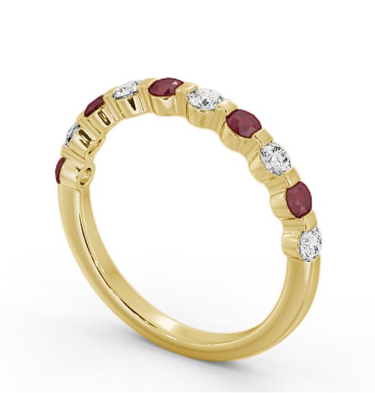 Half Eternity Ruby and Diamond 0.75ct Ring 9K Yellow Gold GEM106_YG_RU_THUMB1