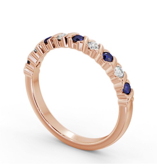 Half Eternity Blue Sapphire and Diamond 0.37ct Ring 9K Rose Gold GEM107_RG_BS_THUMB1