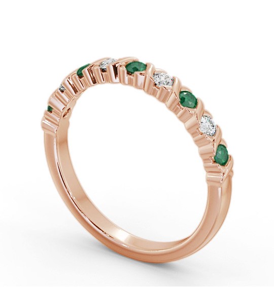 Half Eternity Emerald and Diamond 0.32ct Ring 18K Rose Gold GEM107_RG_EM_THUMB1 