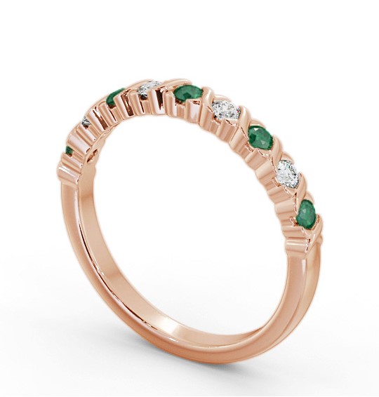 Half Eternity Emerald and Diamond 0.32ct Ring 18K Rose Gold GEM107_RG_EM_THUMB1