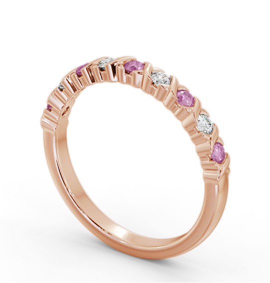 Half Eternity Pink Sapphire and Diamond 0.37ct Ring 9K Rose Gold GEM107_RG_PS_THUMB1