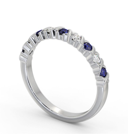 Half Eternity Blue Sapphire and Diamond 0.37ct Ring 9K White Gold GEM107_WG_BS_THUMB1