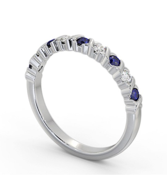 Half Eternity Blue Sapphire and Diamond 0.37ct Ring 18K White Gold GEM107_WG_BS_THUMB1