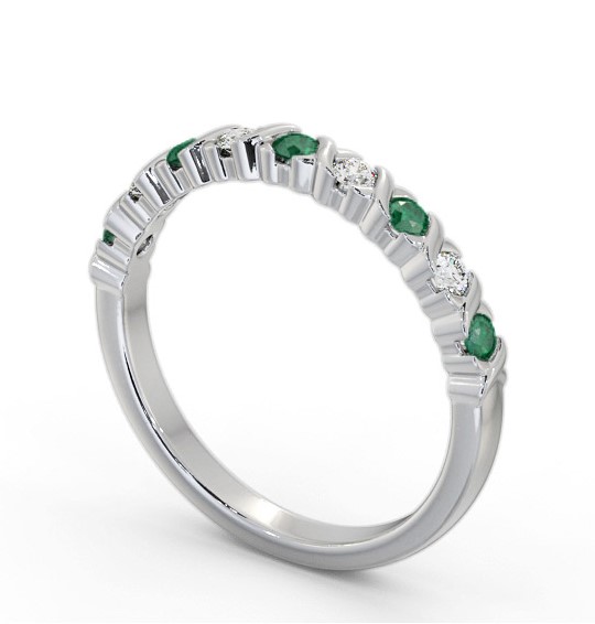 Half Eternity Emerald and Diamond 0.32ct Ring 18K White Gold GEM107_WG_EM_THUMB1 