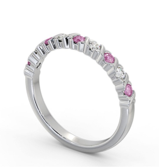 Half Eternity Pink Sapphire and Diamond 0.37ct Ring 18K White Gold GEM107_WG_PS_THUMB1 