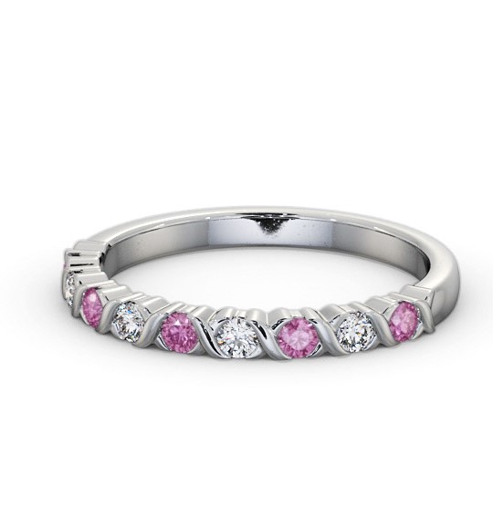 Half Eternity Pink Sapphire and Diamond 0.37ct Ring 18K White Gold GEM107_WG_PS_THUMB2 