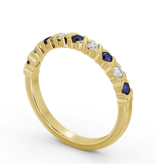 Half Eternity Blue Sapphire and Diamond 0.37ct Ring 9K Yellow Gold GEM107_YG_BS_THUMB1 